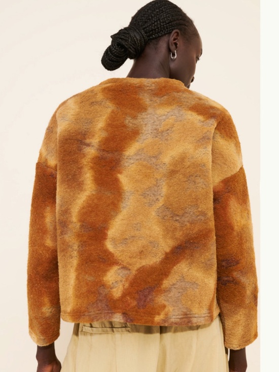 RITA ROW Dizz Autumnal-Hued Dropped Shoulder Abstrat Wool Blend Sweater Size XL - Picture 6 of 15